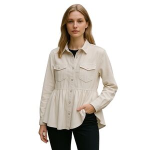 1.4.3. Story by Line Up‎ White Peplum Jean Jacket